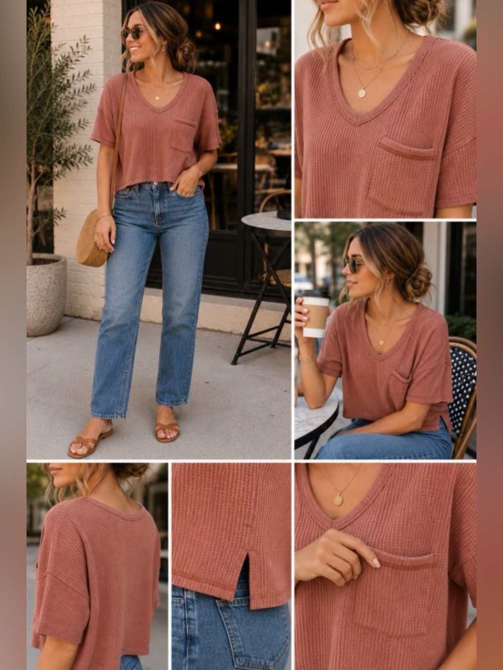 99.  WAFFLE KNIT POCKET TEE